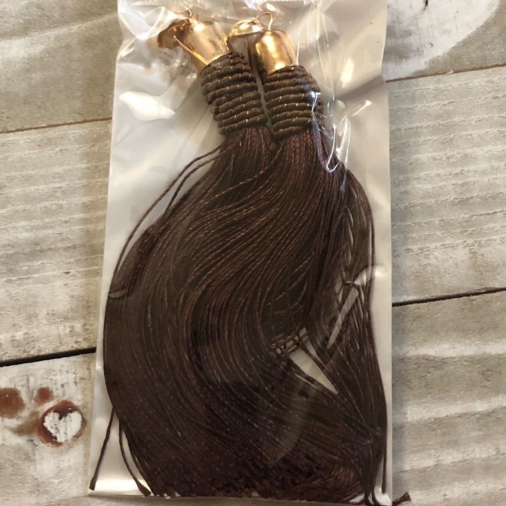 3 for $15 gold fashion earrings with brown tassels